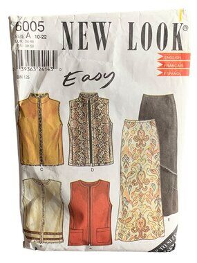 New Look Easy Sewing Pattern 6005 Size 10-12-14-16-18-20-22 Womens Vests Skirt